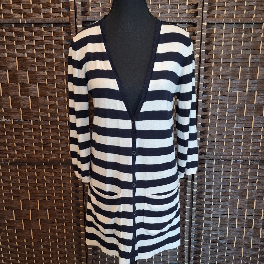 Weekend MaxMara Navy and Cream Striped Sweater